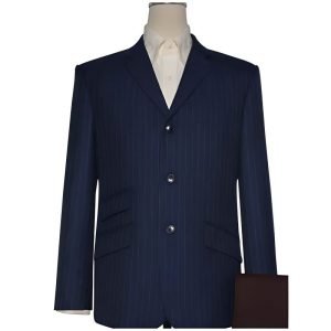 Navy Blue Stripe Tweed Blazer