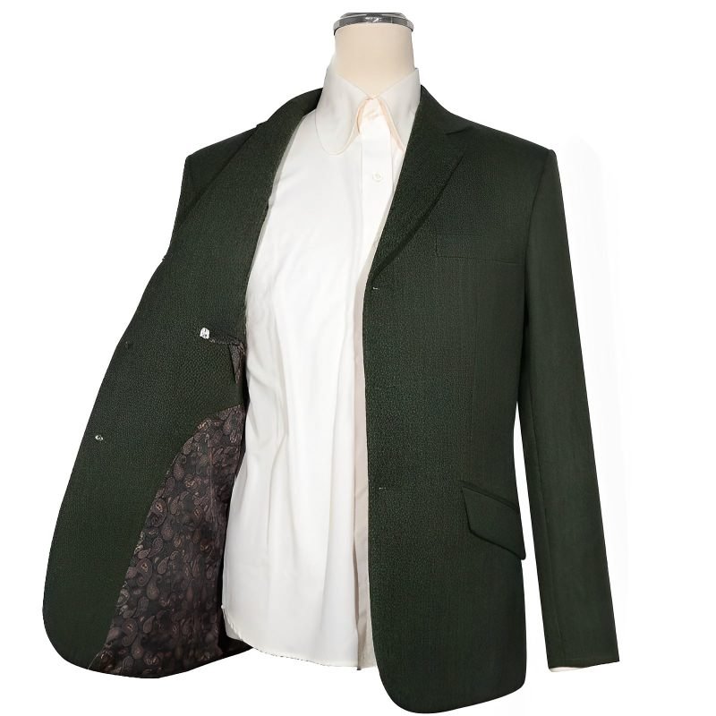 Olive Green Herringbone Tweed Jacket