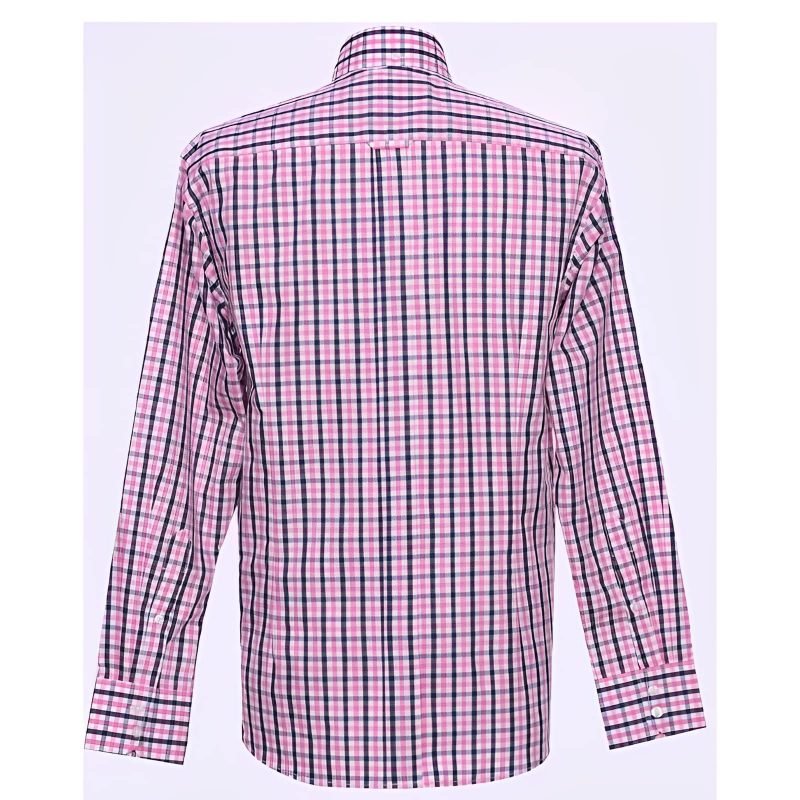 Pink and Black Windowpane Check Button-Down Shirt – Stylish Mod Shirt for Men - Image 2