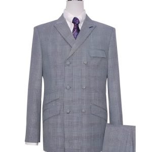 Grey Prince of Wales Check Double-Breasted Suit