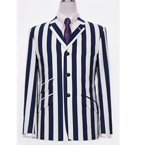 Navy Blue Stripe Mod Boating Blazer