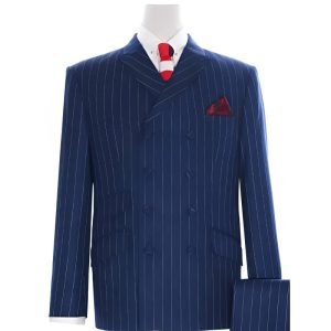 Double-Breasted Navy Blue Stripe Mod Suit