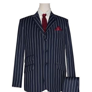 Navy Blue & White Stripe Suit