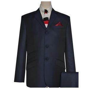 Navy Blue & Black Two-Tone Suit