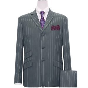 Grey and White Pinstripe Mod Suit