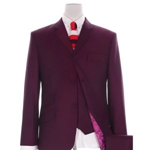 Burgundy Check 3-Piece Suit