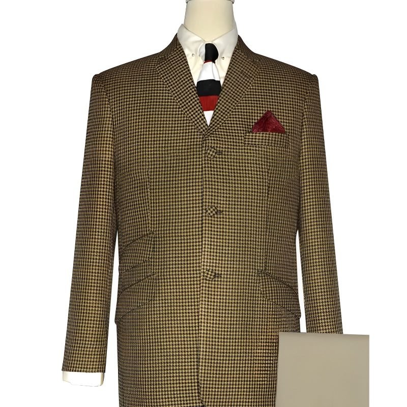 Brown and Black Houndstooth Retro Blazer