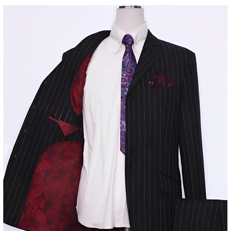 Black and White Pinstripe Mod Suit – Timeless Vintage Fashion - Image 2