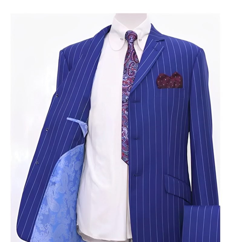60s Royal Blue Pinstripe Suit – Sharp Mod Style - Image 2