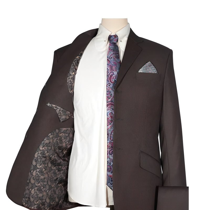 Brown Birdseye Mod Suit – Sophisticated Tailored Elegance - Image 2