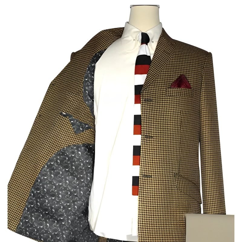 Brown and Black Houndstooth Retro Blazer