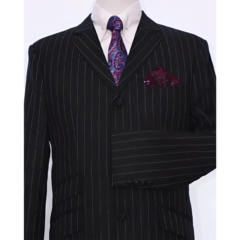 Black and White Pinstripe Mod Suit – Timeless Vintage Fashion - Image 3