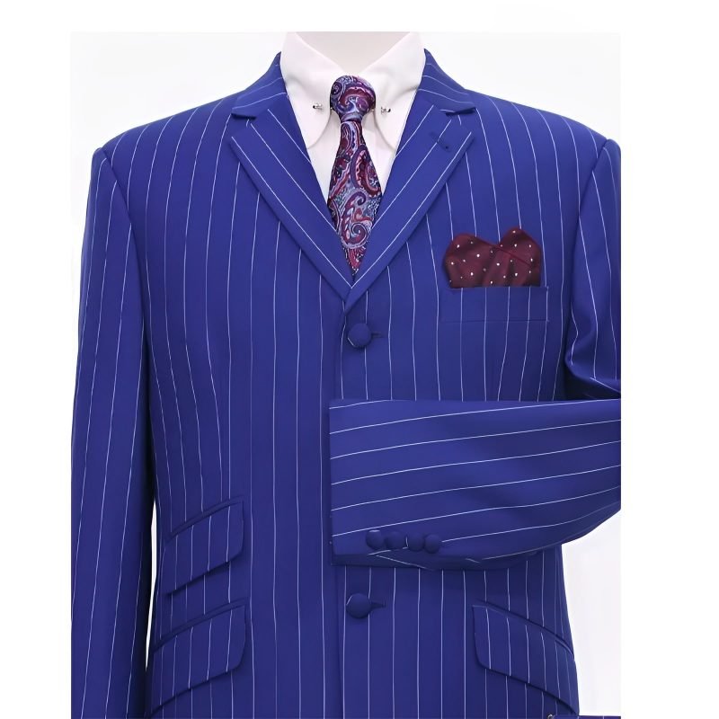 60s Royal Blue Pinstripe Suit – Sharp Mod Style - Image 3