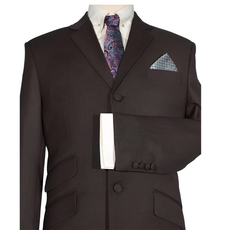 Brown Birdseye Mod Suit – Sophisticated Tailored Elegance - Image 3