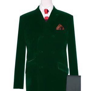 Light Green Velvet Double-Breasted Jacket