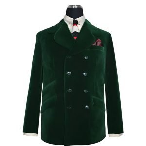 Green Velvet Double-Breasted Jacket