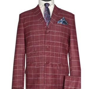 Red Prince of Wales Check Mod Suit