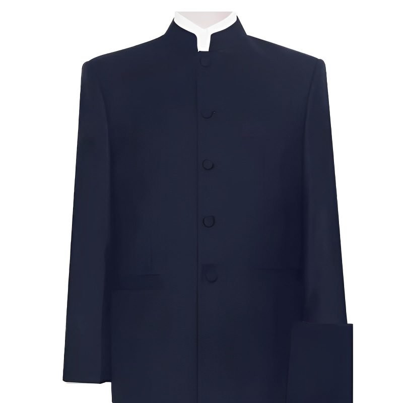 Dark Navy Blue Nehru Collar Mod Suit