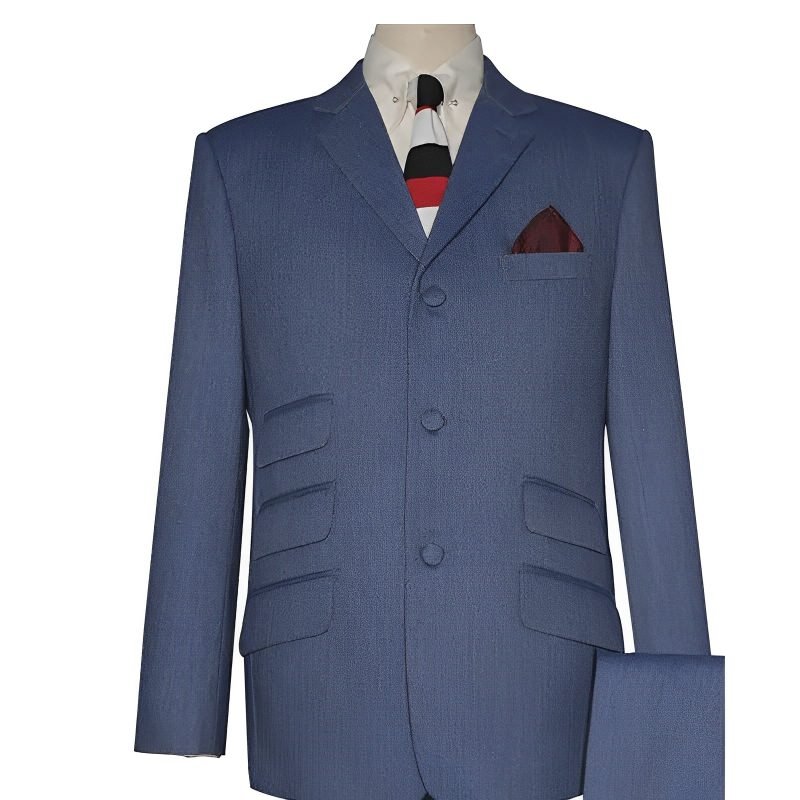 Blue Grey Herringbone Tweed Suit