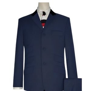 Dark Navy Blue & Black Velvet Mod Suit