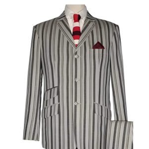 Brown & Grey Striped Linen Suit