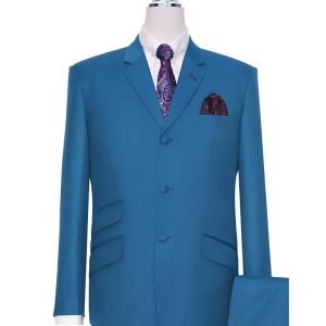 Deep Sky Blue Herringbone Mod Suit