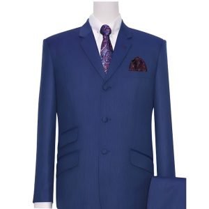 Midnight Blue Herringbone Mod Suit