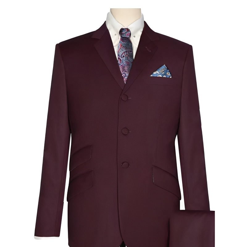 Burgundy Birdseye Mod Suit