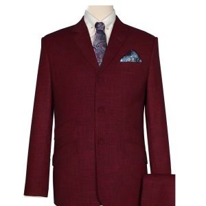 Burgundy Linen Mod Suit