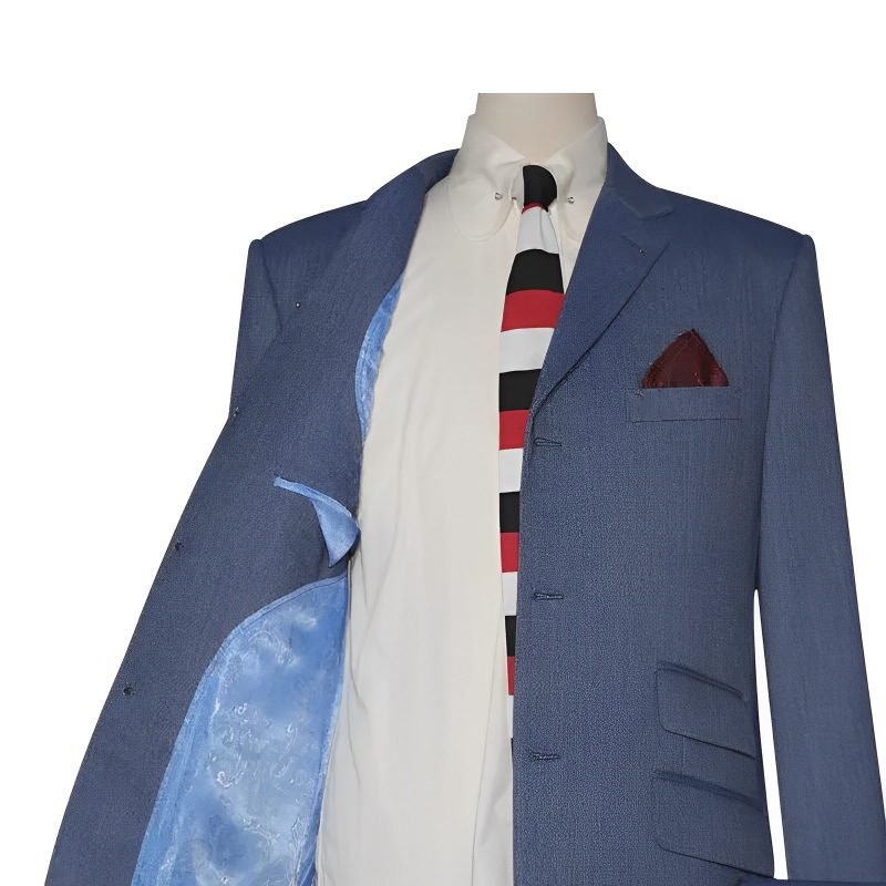 Blue Grey Herringbone Tweed Suit