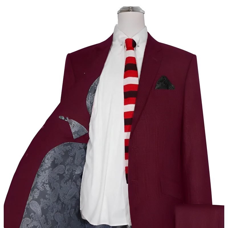Burgundy Prince of Wales Check Suit