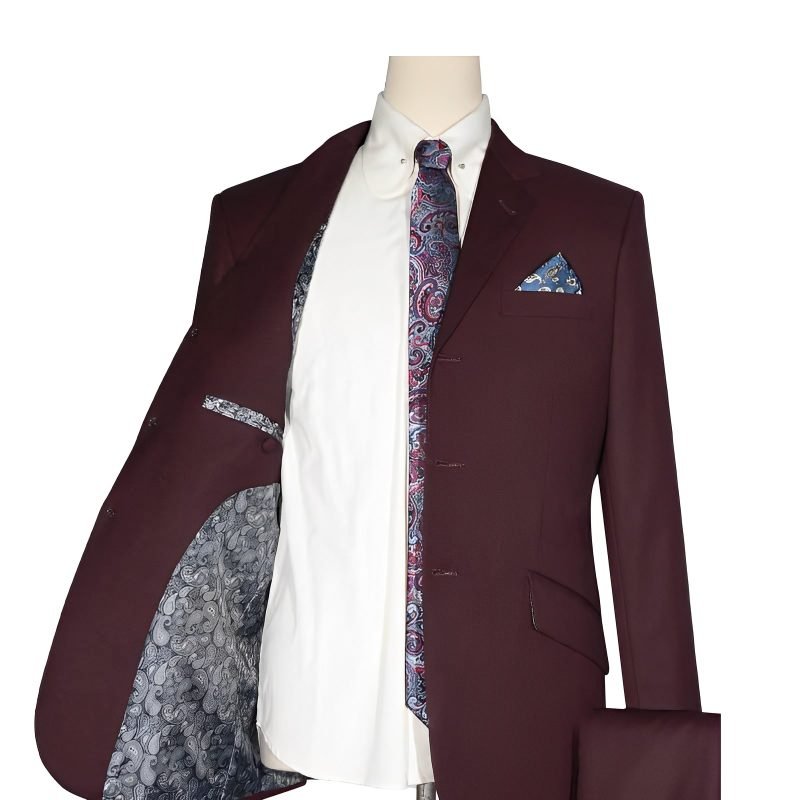 Burgundy Birdseye Mod Suit