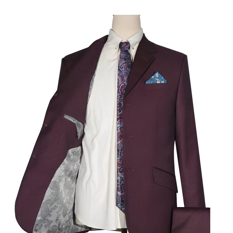 Burgundy Mod Suit – Deep Wine Red Suit with Vintage Mod Styling - Image 2