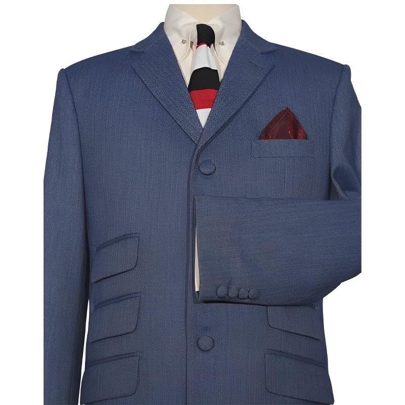 Blue Grey Herringbone Tweed Suit