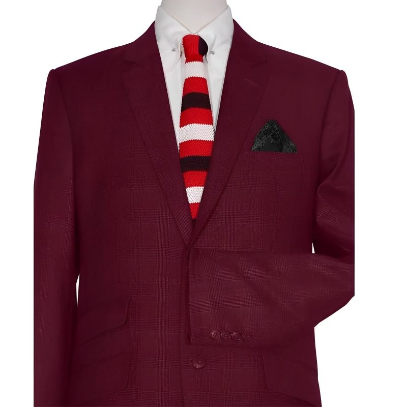 Burgundy Prince of Wales Check Suit