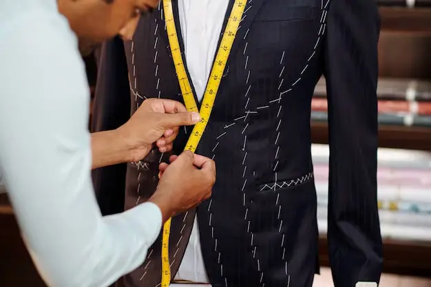 Customer wearing custom mod revival suit made by Bespoke Mod Tailor