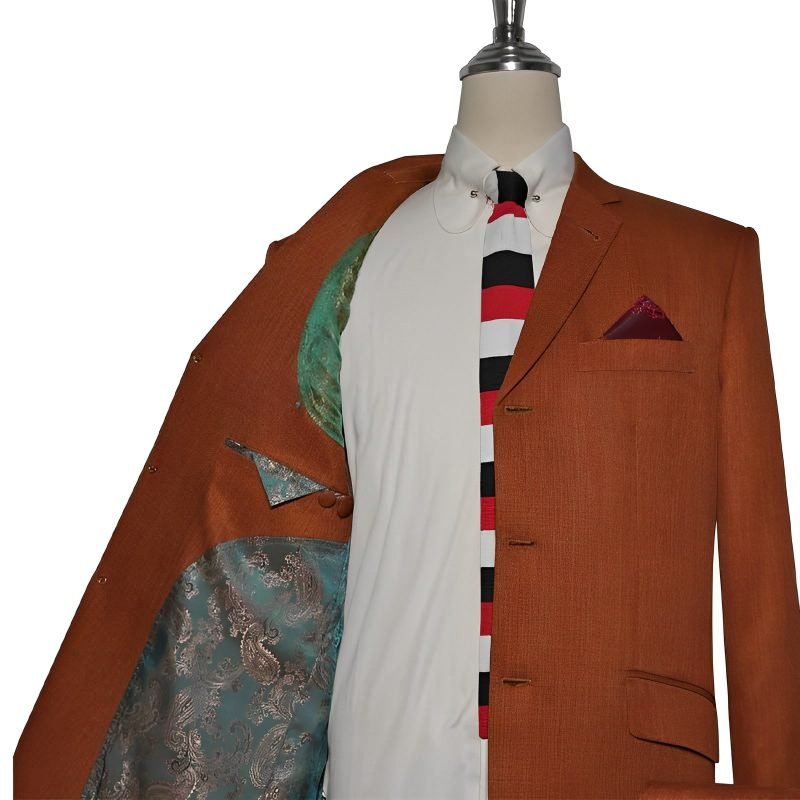 Vintage Orange Linen Mod Suit