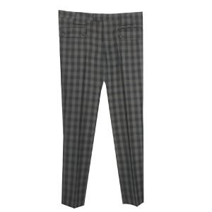 Beige & Black Windowpane Check Mod Trousers