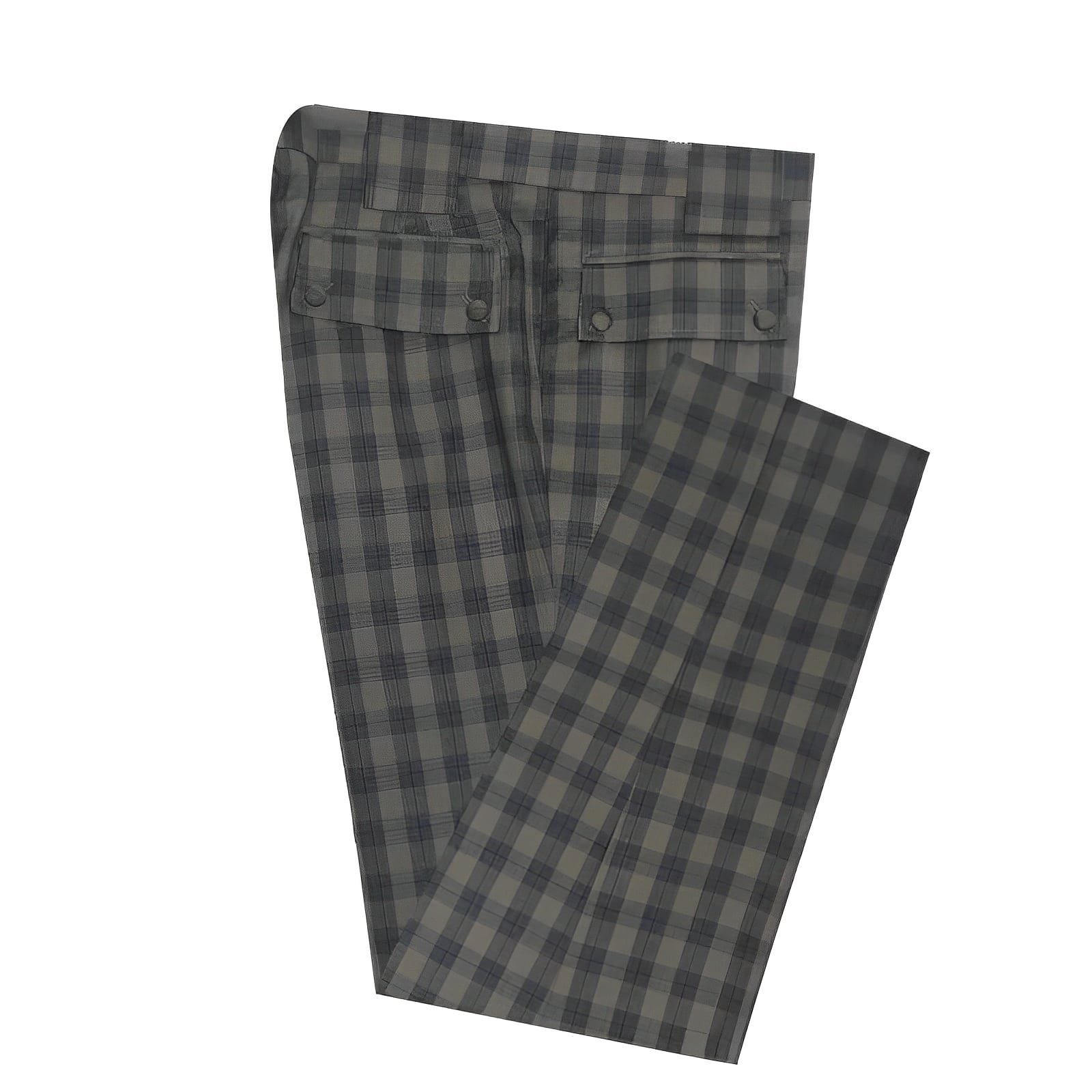 Beige & Black Windowpane Check Mod Trousers