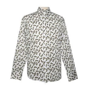White & Brown Paisley Mod Shirt