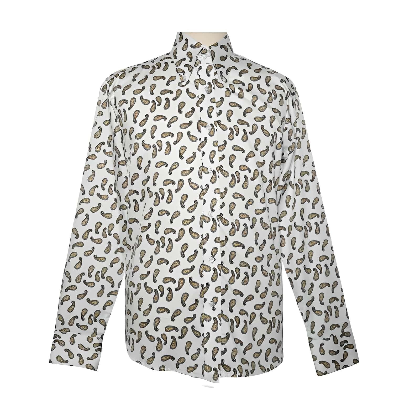 White & Brown Paisley Mod Shirt
