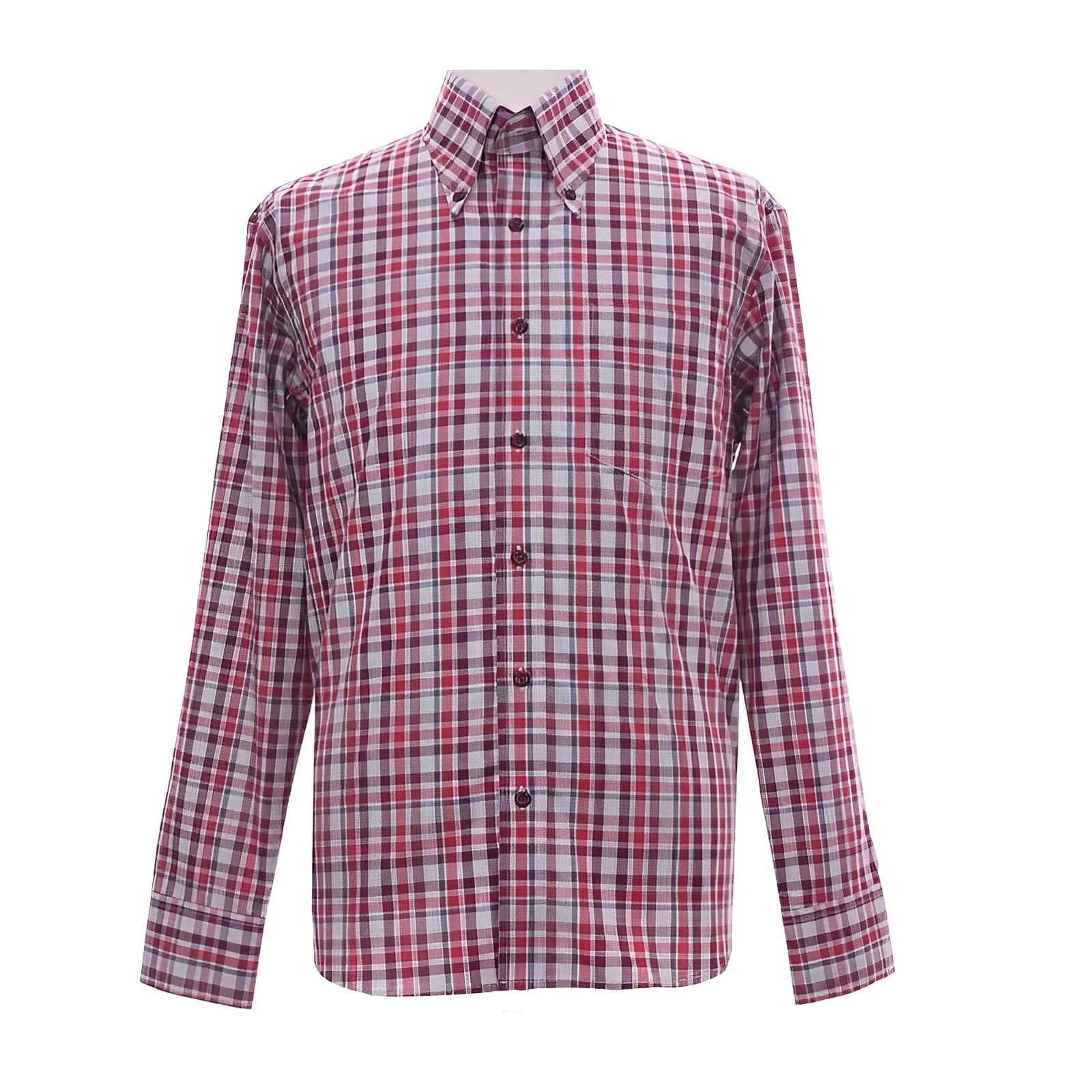 Red & White Tartan Button-Down Shirt