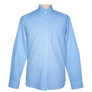 Blue Herringbone Button-Down Shirt