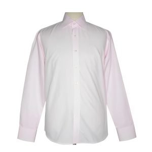 Pink Herringbone Spread Collar Shirt