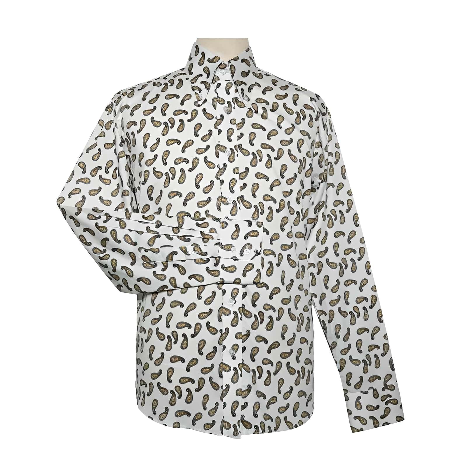 White & Brown Paisley Mod Shirt