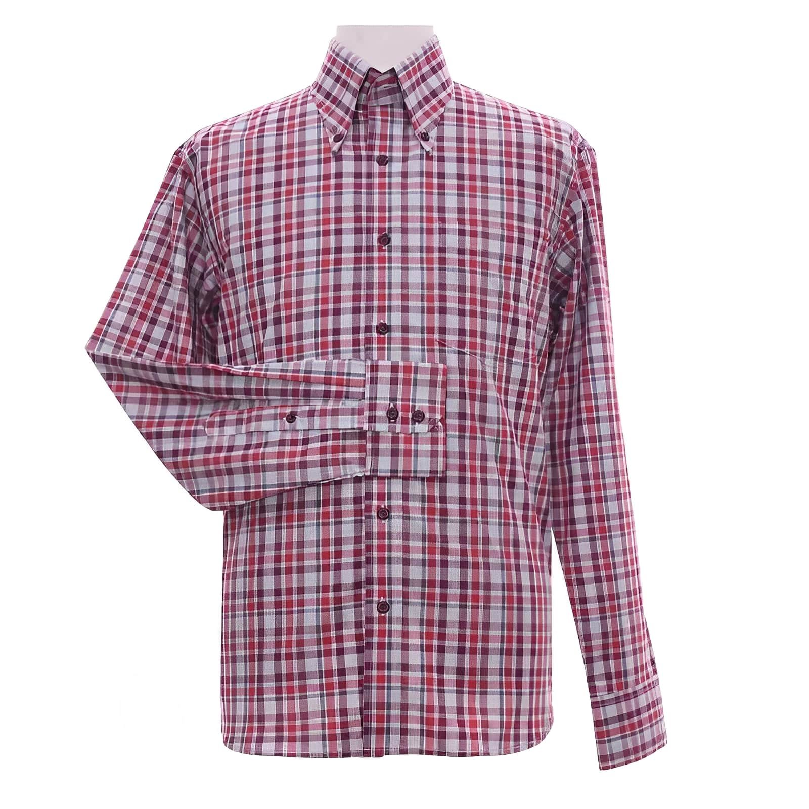 Red & White Tartan Button-Down Shirt