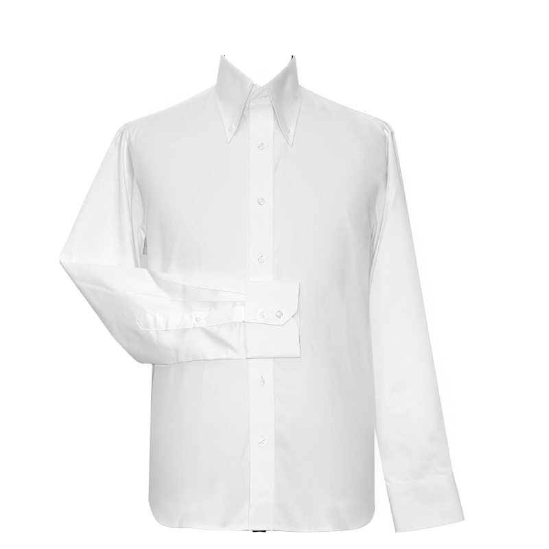 White Button-Down Collar Shirt – 60s Mod Tailored Cotton - Image 2