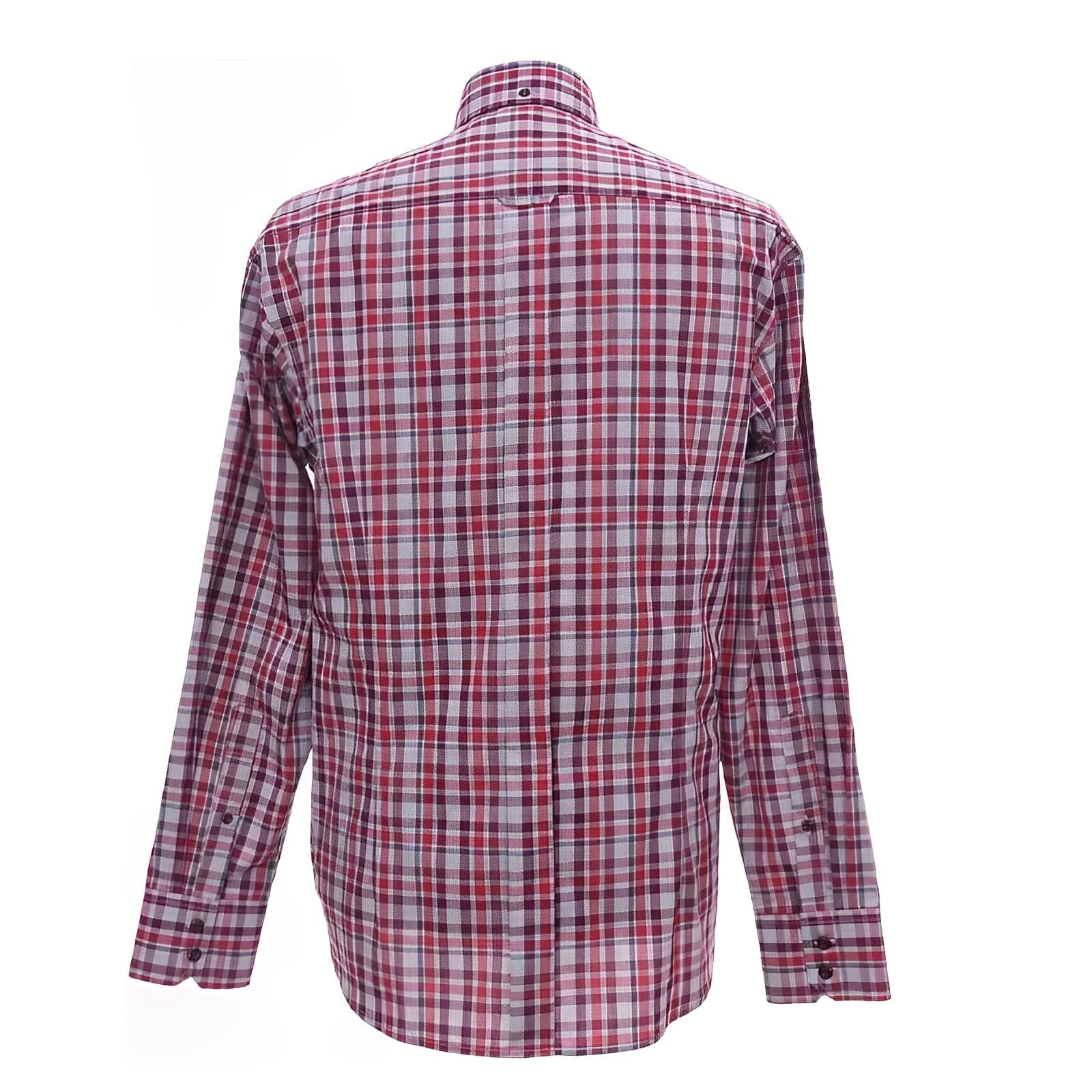 Red & White Tartan Button-Down Shirt – 60s Mod Fit (Size M) - Image 3
