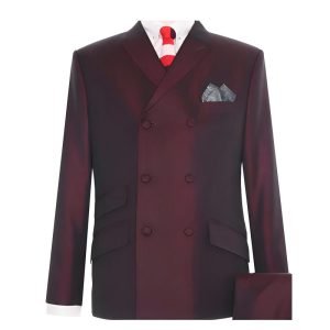 Wine & Black Double‑Breasted Mod Suit