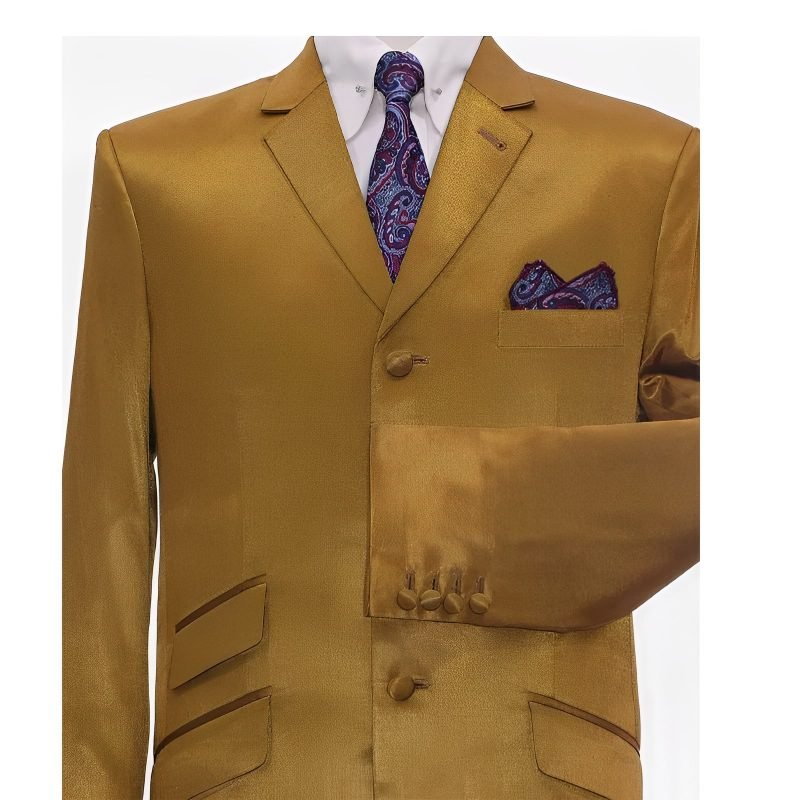 Burnt Gold & Black Two Tone Mod Suit – 3 Button Tonic Tailored Set - Image 3